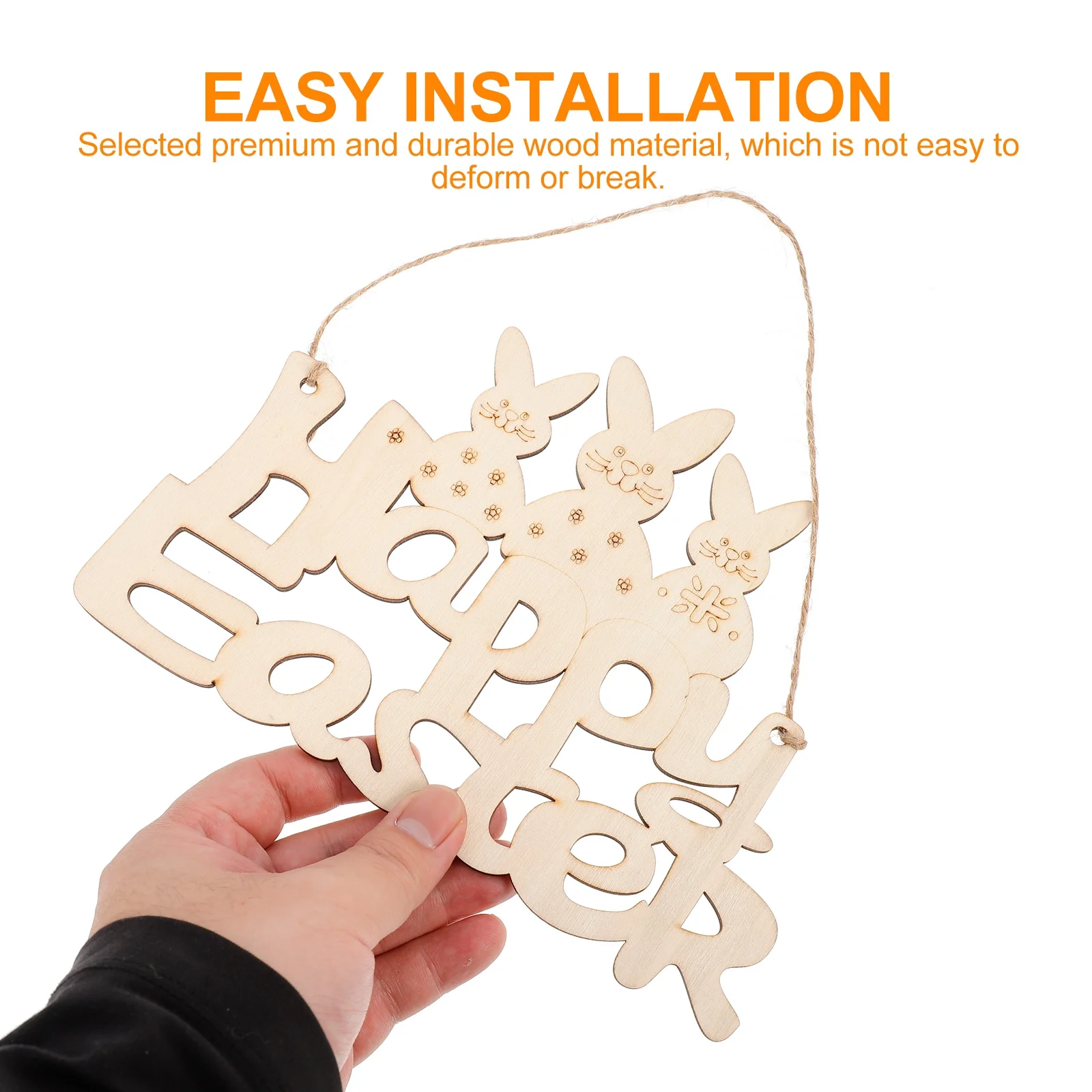 

2Pcs Easter Wooden Door Bunny Signs Smooth Line Hanging Decoration for Front Door Garden Wall Stair Perfect Easter Party Decor