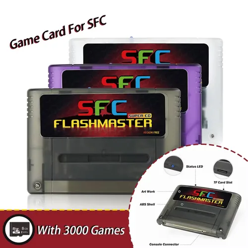 Tarjeta de juego Super ED 3000 en 1 para Super Famicom con casete de tarjeta TF de 8GB para consola de videojuegos SFC