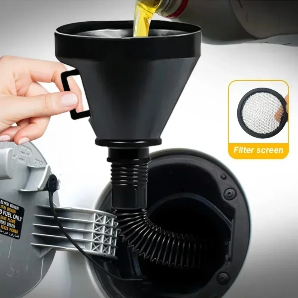 Engine Refueling Funnel with Filter for Car Motorcycle Truck Oil Filling Strainer Extension Pipe Hose Funnels Tool