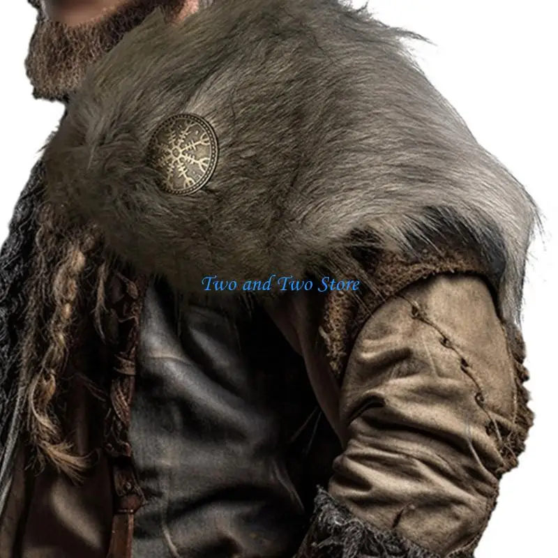 HX6F Historical Artificial Furs Wrap Role Playing Winter Fashion Statement