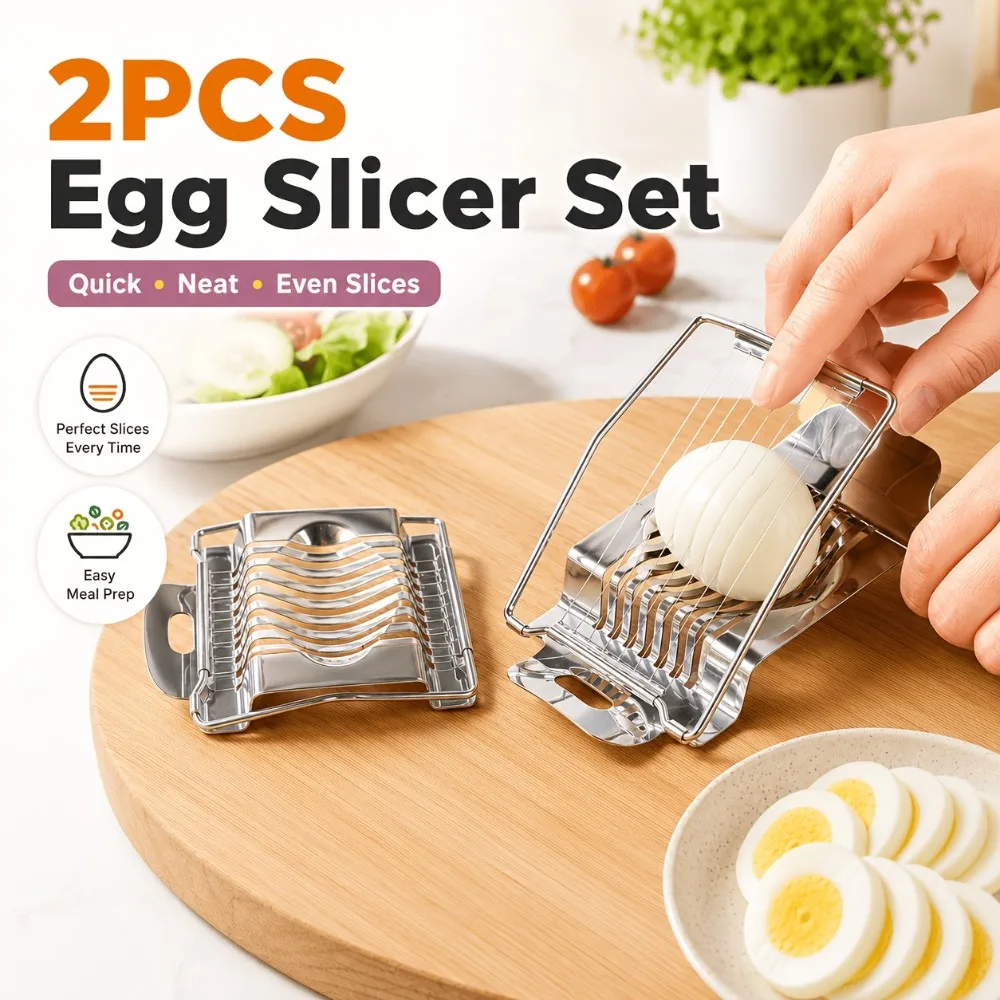 Egg Slicer 2 Pack Sharp Wire Cutter Egg Slicer for Boiled Eggs Salad Sandwich Toppings Breakfast Prep Kitchen Tool Easy Home Use