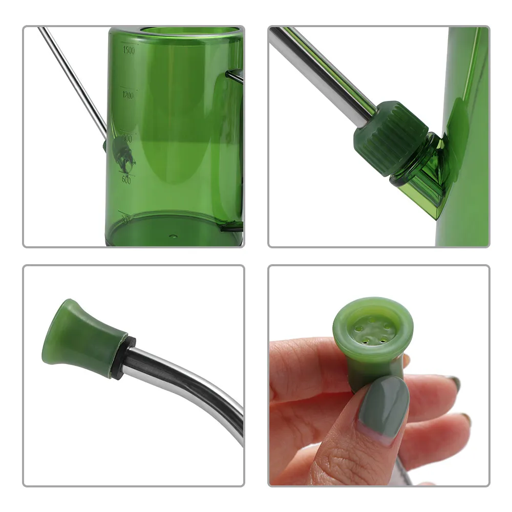 1L/1.5L Long Spout Watering Pot Plastic Mental Spout Small Watering Can with Measurable Scale with Handle Plant Sprinkler