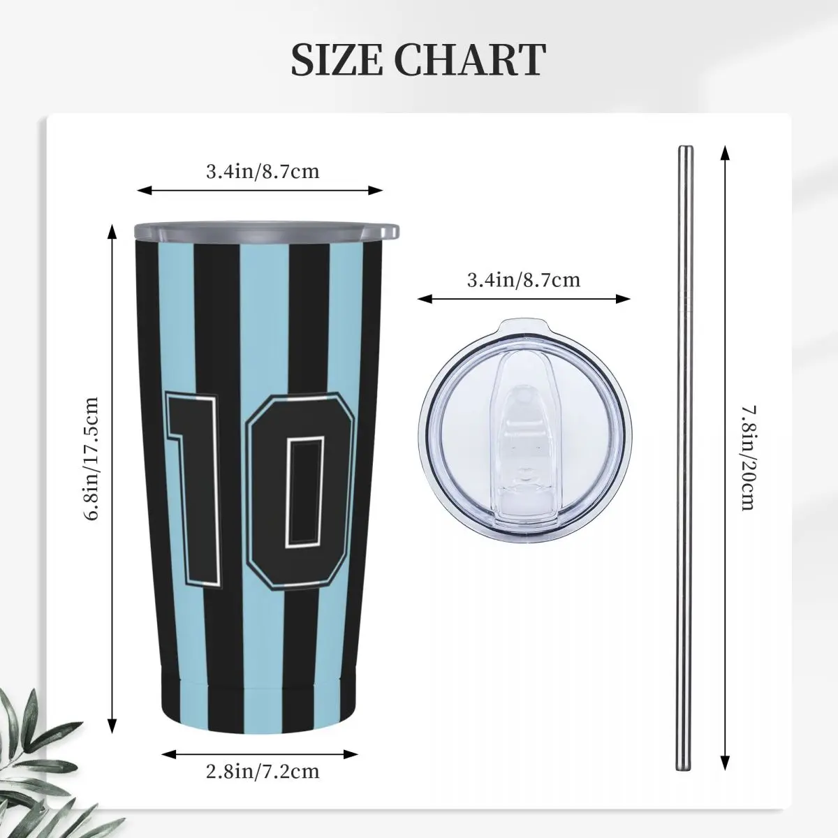 Diego Legends 10 Maradona Argentina Soccer Stainless Steel Tumbler Vacuum Insulated Mugs Thermal Cold Cups Straw With Lid 20oz