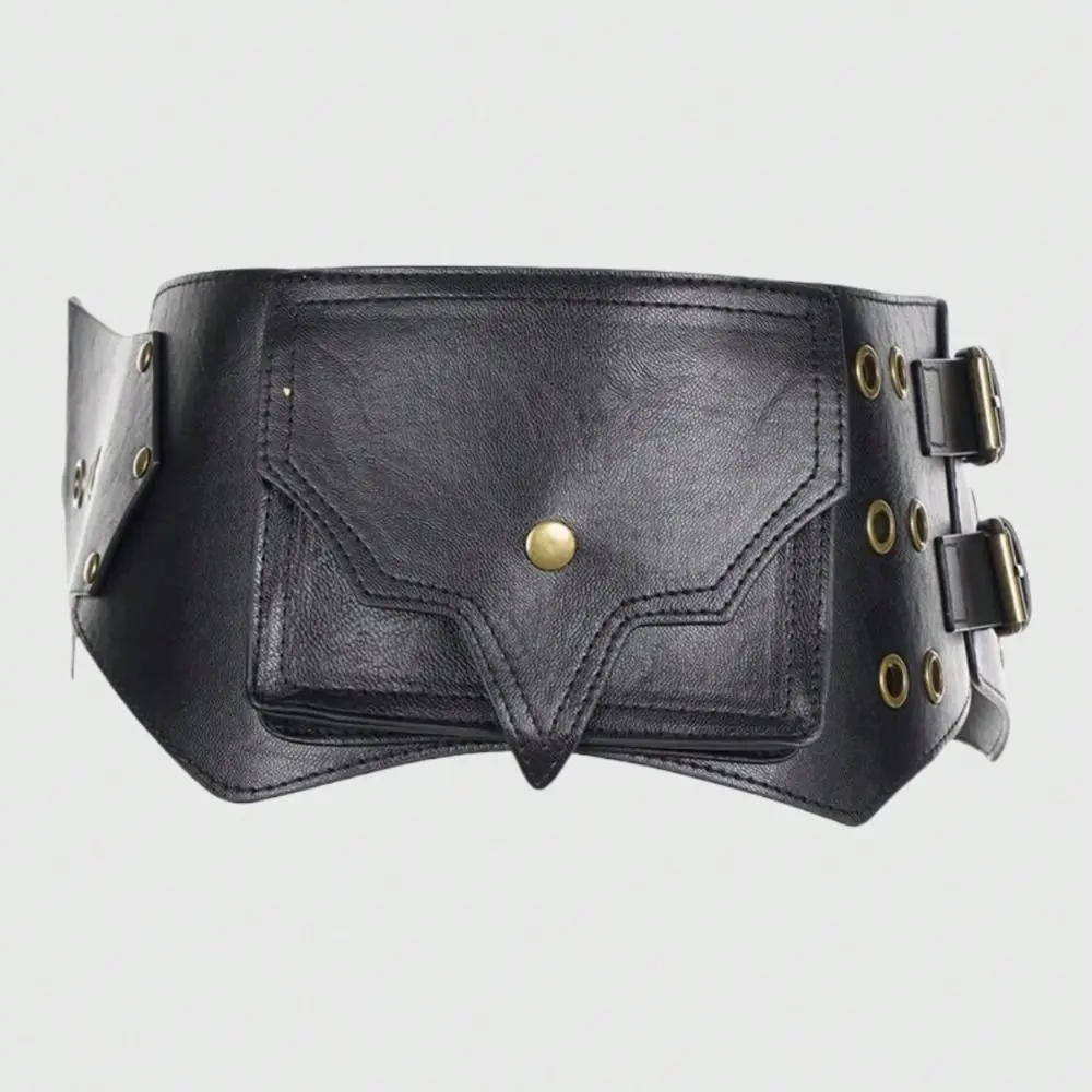 

Vintage Women's Waist Bag Round Eyelet Chic Pockets Waist Strap Lightweight Y2K Trouser Decorative Waistband Daily Use