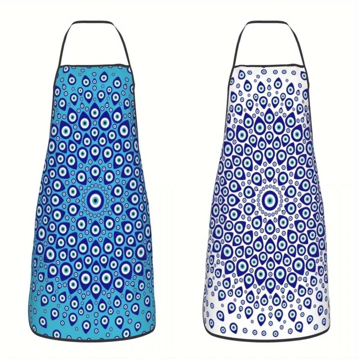 1pc Funny Turkish Evil Eye Circular Bib Apron Women Men Unisex Kitchen Chef Nazar Charm Tablier Cuisine For Cooking Baking Paint