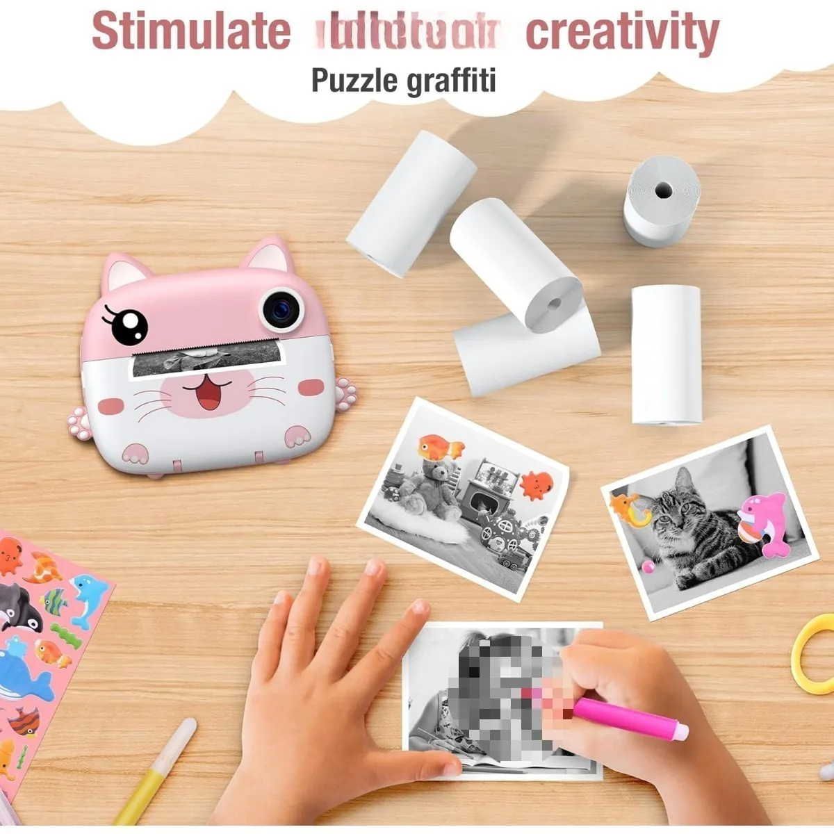 57x30mm White HD Thermal Paper - BPA-Free for Kids Instant Camera/Portable Printers, Scrapbooking/Photo Journals/Art Projects