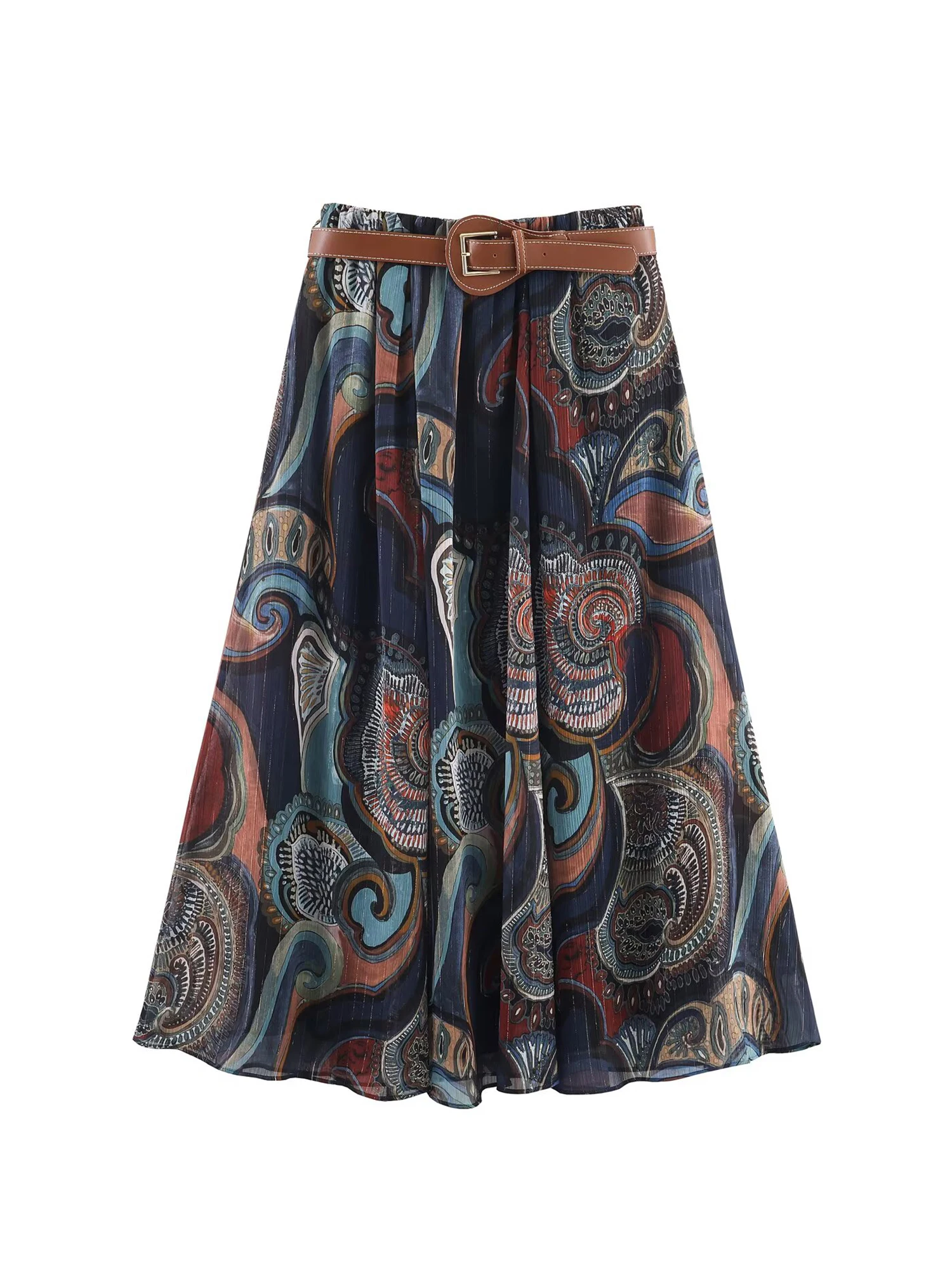 

Women's Flower Print Mid Long Skirt Vintage Aesthetic High Waist Midi Skirt Harajuku Y2k A-line Mori Girl Skirts 2000s Clothes