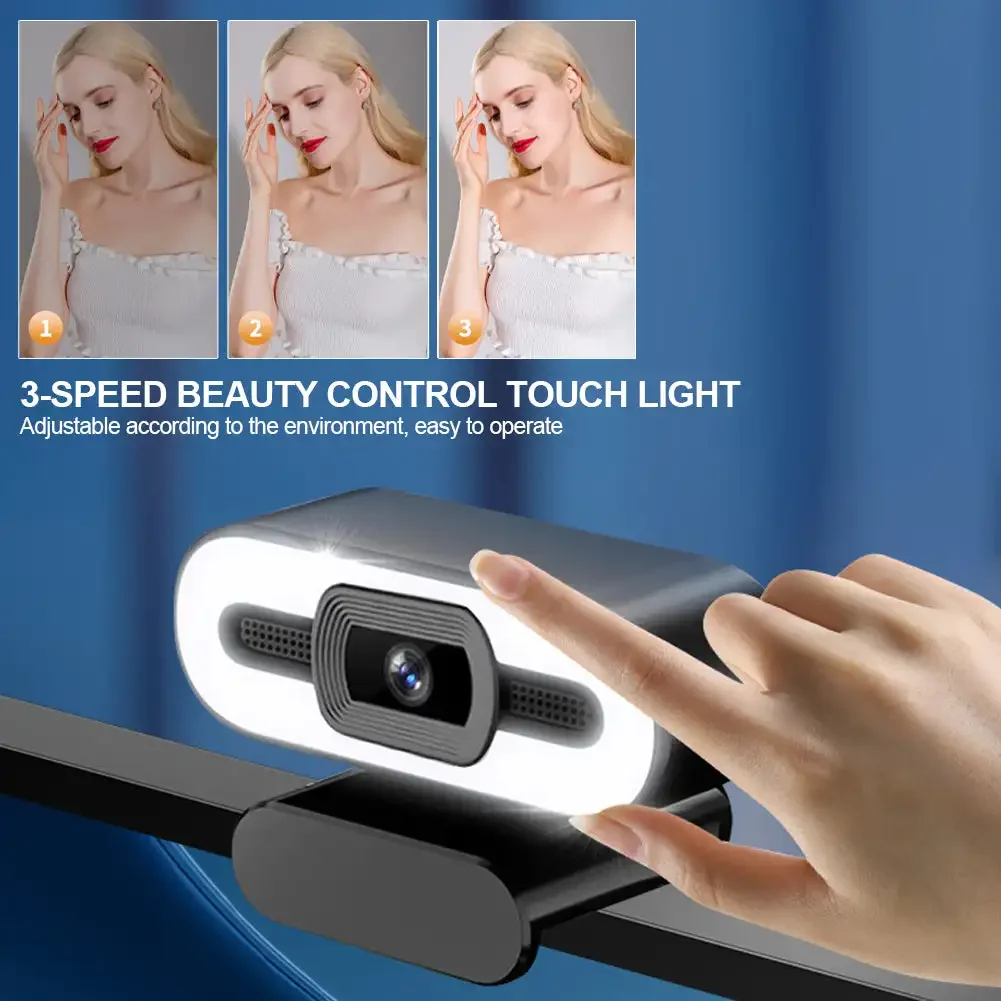 كاميرا ويب محمولة بتركيز تلقائي عالي الدقة 1080P 2K 4K كاميرا ويب للكمبيوتر المحمول كاميرا ويب بث مباشر مرنة مع ميكروفون بث مباشر مع ضوء #4