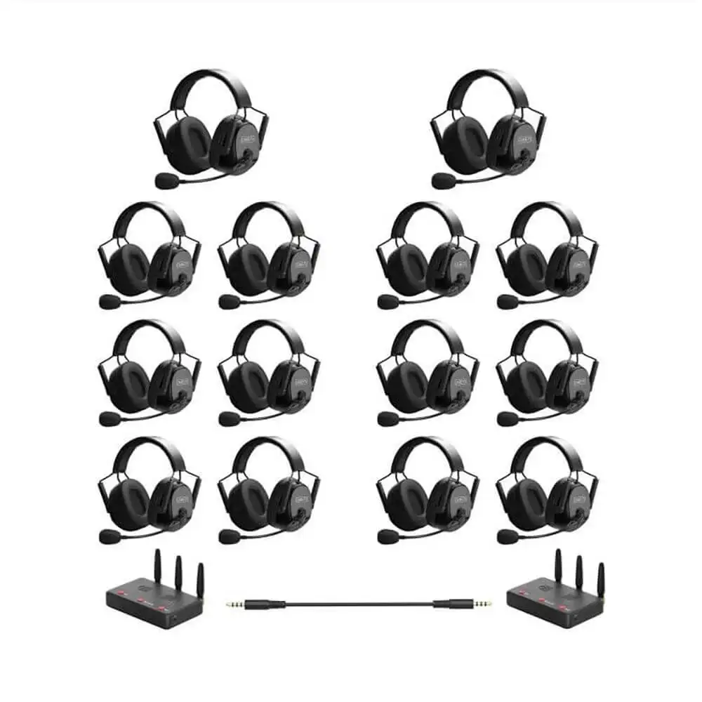 CAME-TV Kuminik8 1.9G Dual Ear Duplex Digital Wireless Headset Foldable 14 Pack Intercom  Wireless Transmission communicator