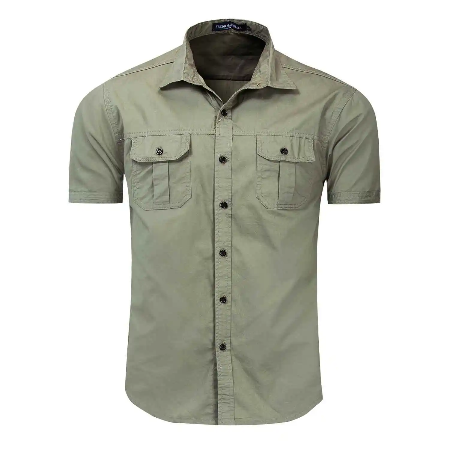 

Men's Military Style Short Sleeve Shirt Outdoor Cotton Blend Patchwork Pocket Detail Resistant to Deformation Summer Fashion