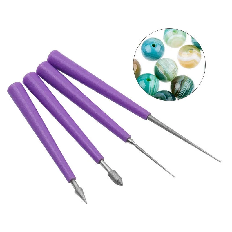 Pearl bead play reaming needle DIY jewelry tools Sharpening needle-shaped diamond file 4-piece set