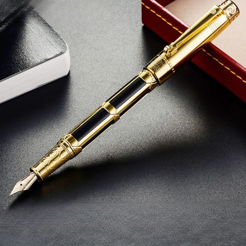

Hot Hot HERO 2065 14K Gold Fountain Pen Gold/Silver Blade F 0.5mm Nib Ink Pen Luxury Office Writing Smooth School Stationery Gif