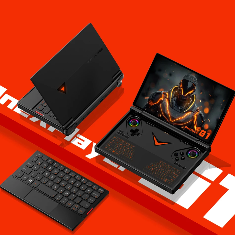 OneXPlayer G1 8.8" Mini Gaming Laptop AMD A1370 64GB RAM 4TB SSD Windows 11 Handheld Game Console Dual Keyboard RGB