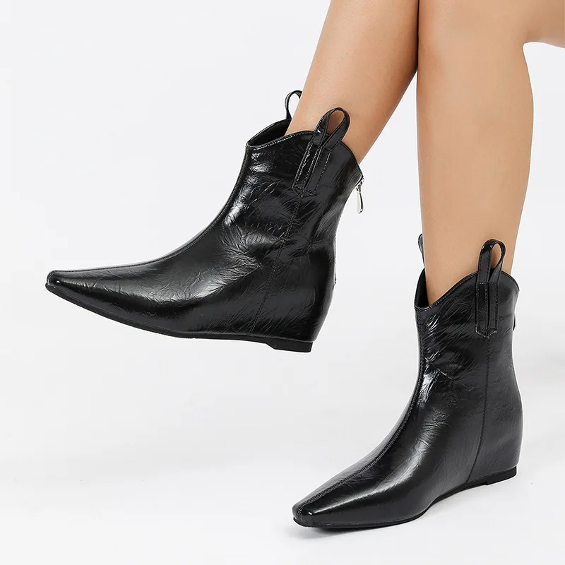 New Women's Shoes Designer Western Short Boots Fashion Comfortable Zipper Ankle Boots Women Spring Trend Casual Shoe Botas Mujer