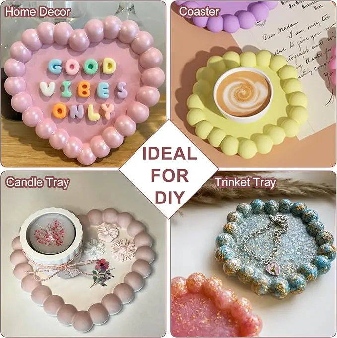 Bubble Resin Tray Silicone Molds DIY Crafts Jewelry Tray Plaster Coaster Mold Cup Mats for Epoxy Resin Home Decor Products view 3