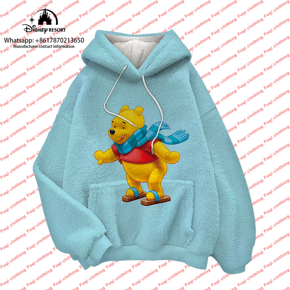 Versatile New Boys Girls Streetwear Hoodies Plush Sweatshirts Mickey Minnie Cartoon Fashion Round Neck Women's Pullover Hoodies