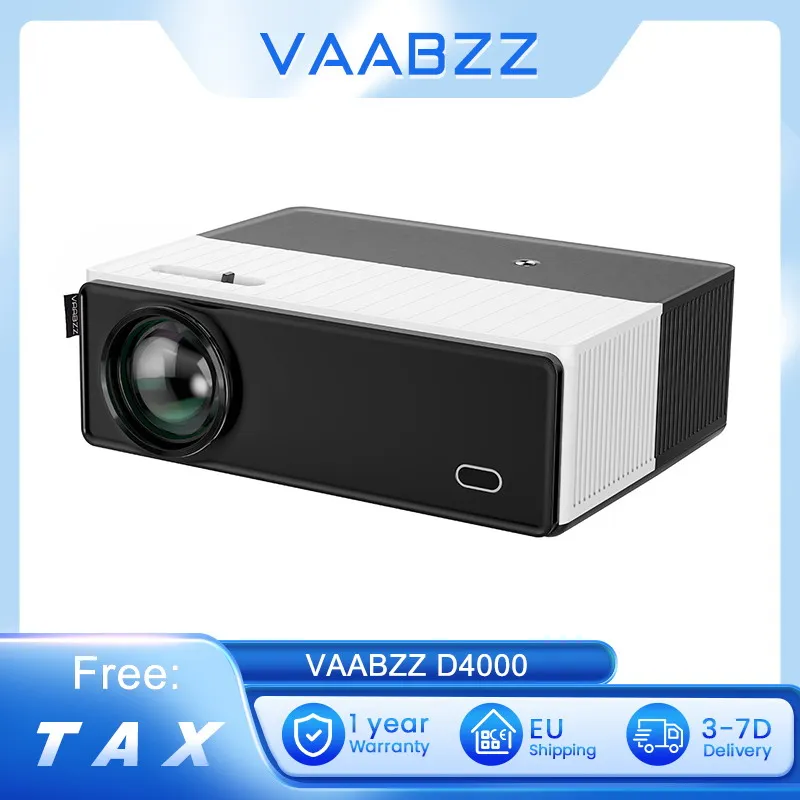 VAABZZ D4000 LCD Projector 120W LED 600ANSI 4K HD 1920 x 1080P 2*Speaker 2.4G/5G WiFi Bluetooth 4.0, 3000: 1 Contrast Ratio