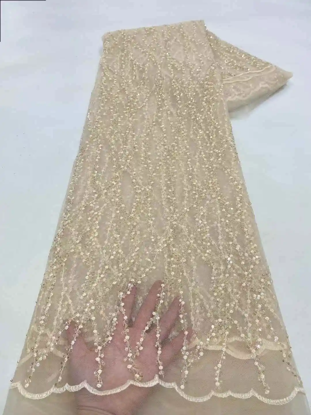 نسيج الدانتيل الأفريقي الترتر تول شبكة التطريز الدانتيل لحفل الزفاف أقمشة الأربطة عالية الجودة فساتين 2025 -XZ