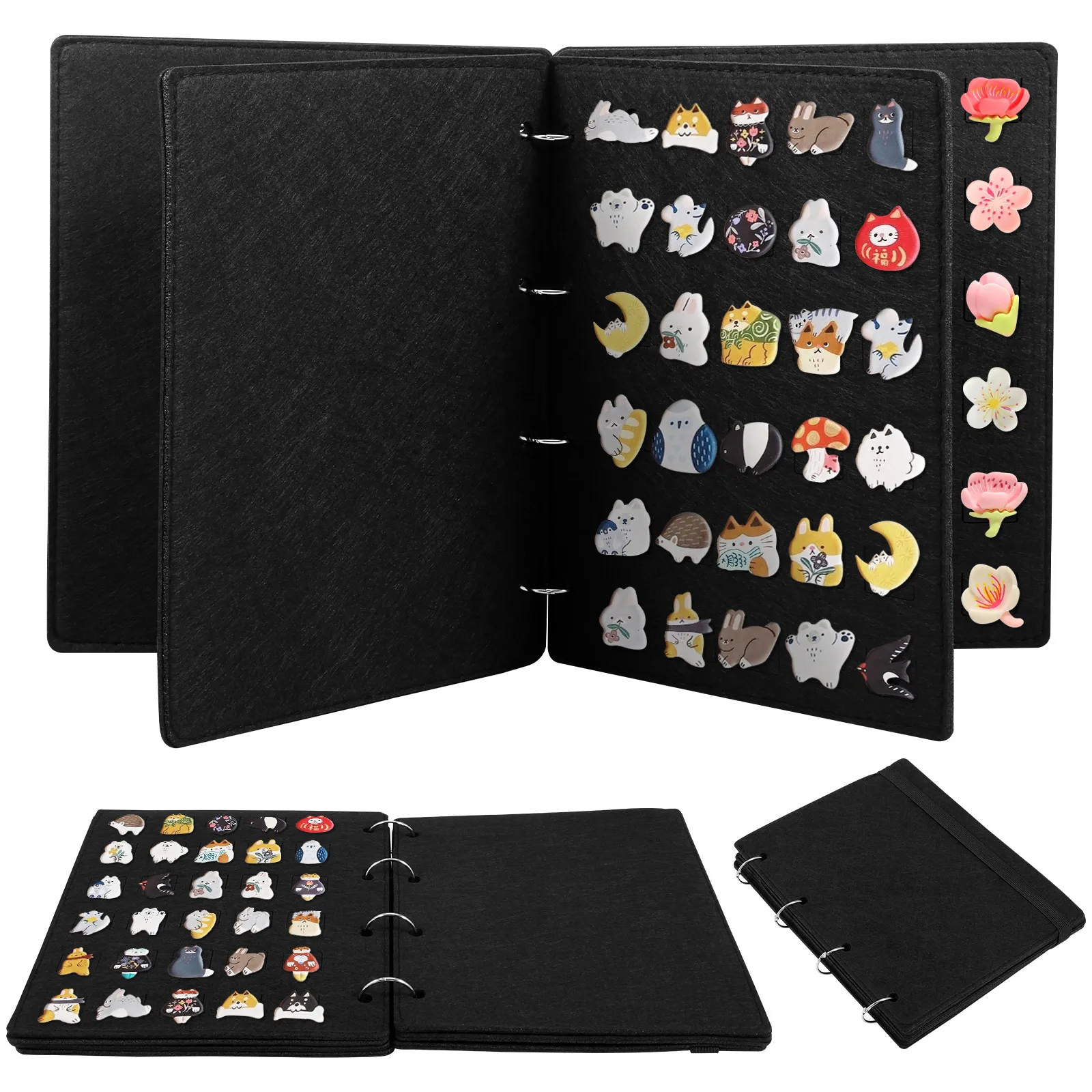 1/3Pcs Felt Pin Brooch Display Storage Book Large-Capacity Badge Charms Organizer Flip Page Shoe Charm Collection Booklet