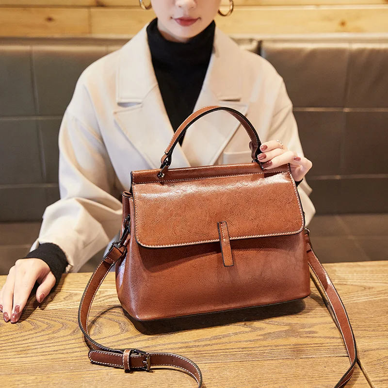 Female bag new shoulder messenger bag simple atmosphere fashion versatile large-capacity commuter bag handbags