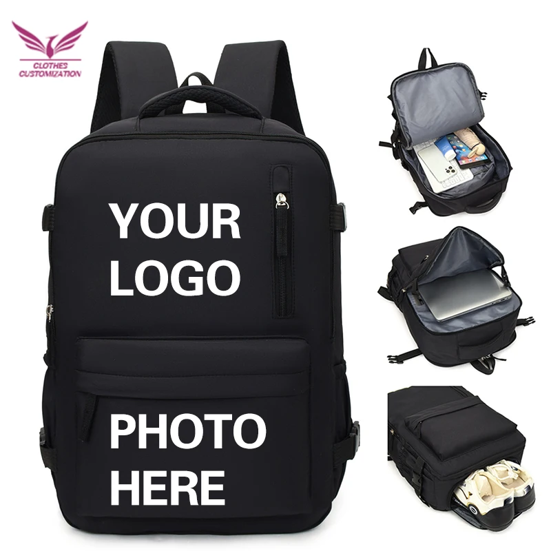 Laptop Bag Custom Logo Travel Backpack Large Capacity Carry-Ons Bag Personality Customization School Backpack DIY Photo Name