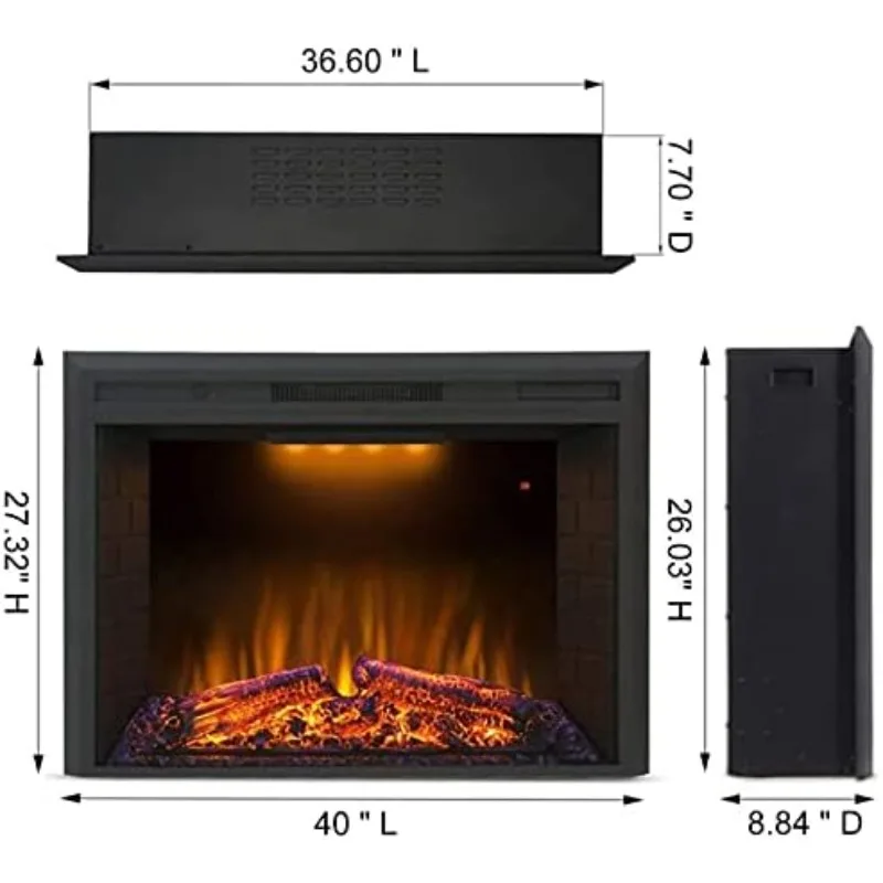 Valuxhome Electric Fireplace,40 Inches Fireplace Insert,Electric Heater with Overheating Protection,Fire Crackling Sound,Remote