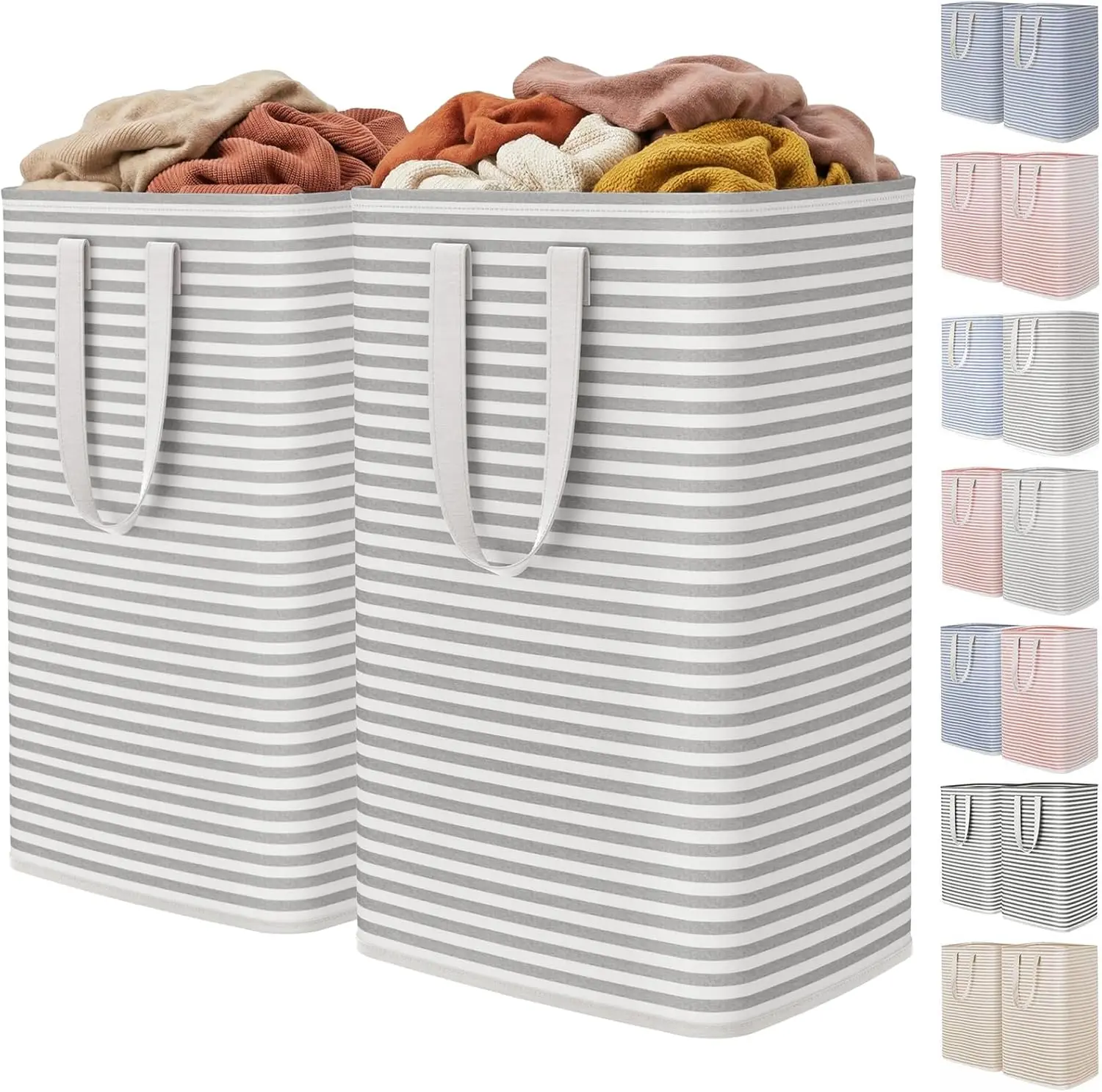 

2 Pack Laundry Basket 80L Each, Collapsible Clothes Hamper with Reinforced Handles, Freestanding