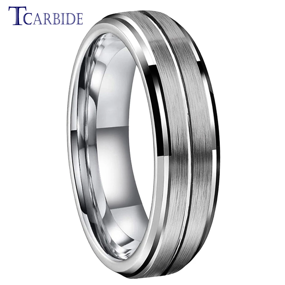 Dropshipping 6mm 8mm Classic Tungsten Carbide Ring For Men Women Simple Wedding Band Grooved Brushed Forever Gift Jewelry
