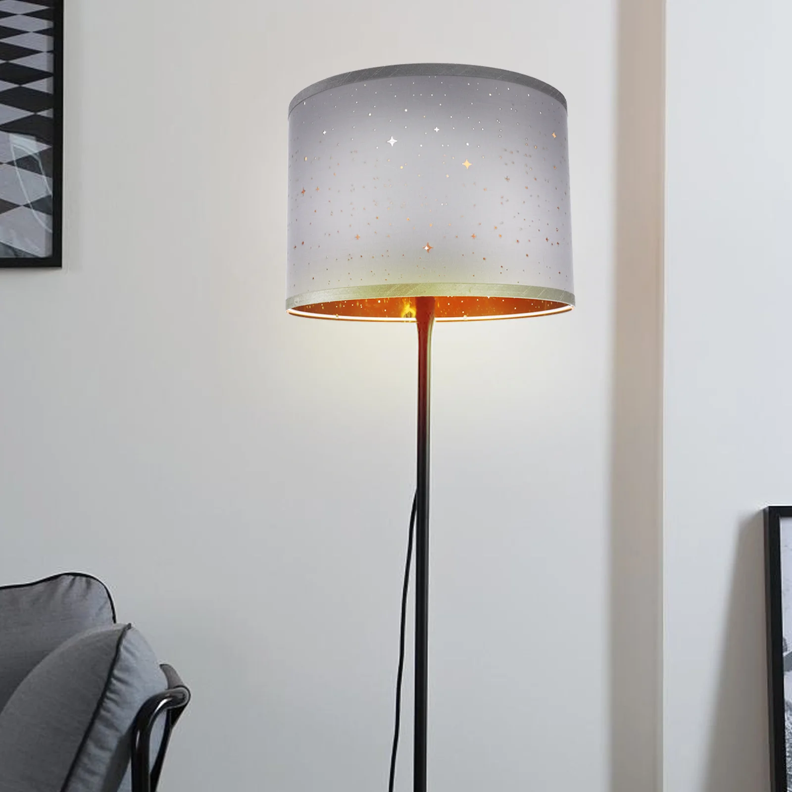 Semi-Circle Sky Lamp Shade Iron Frame Cloth Cover Simple Design Universal Light Shade for Home Office Bedroom