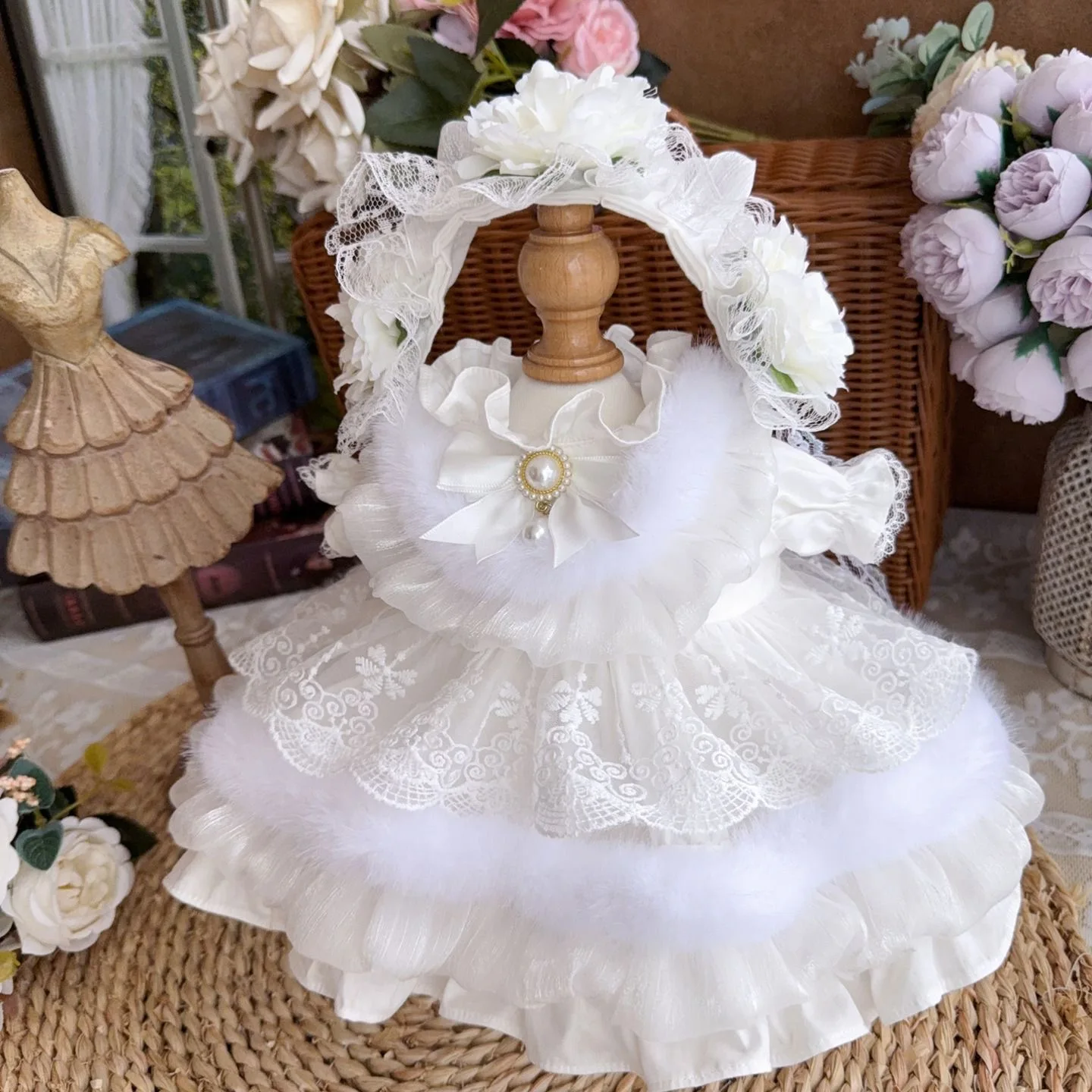 Ropa de muñeca de algodón de 20cm, 15cm y 10cm, vestido de novia para muñeca reborn de 50cm y accesorios para el cabello de muñeca, envío gratis