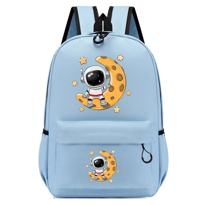 Cartoon Astronaut on The Moon Backpack for Baby Boys Girls Children Lovely Schoolbag Kindergarten Schoolbag Kids School Backpack