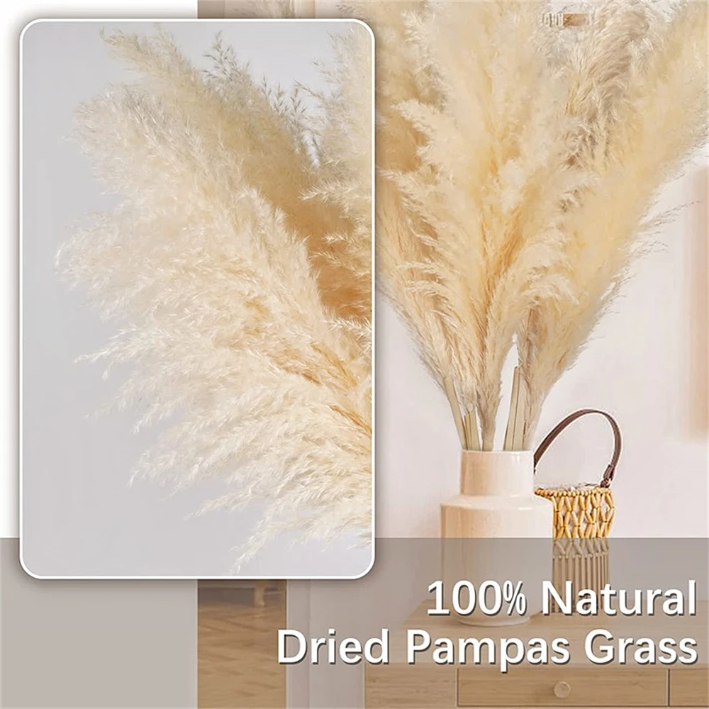 140cm Extra Large Pampas Grass, Fluffy Natural Dried Flower Bouquet, Tall Flower Decor for Boho Home, Vintage Wedding Decoration