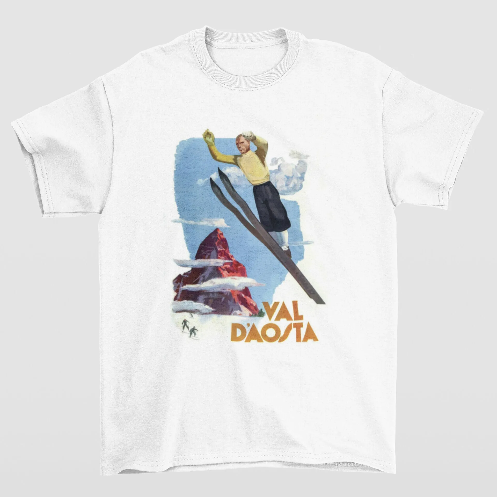 خمر التزلج تي شيرت المتزلج التزلج عرق عاشق الرياضات الشتوية أعلى جبل الثلج على الجليد Aosta Valley