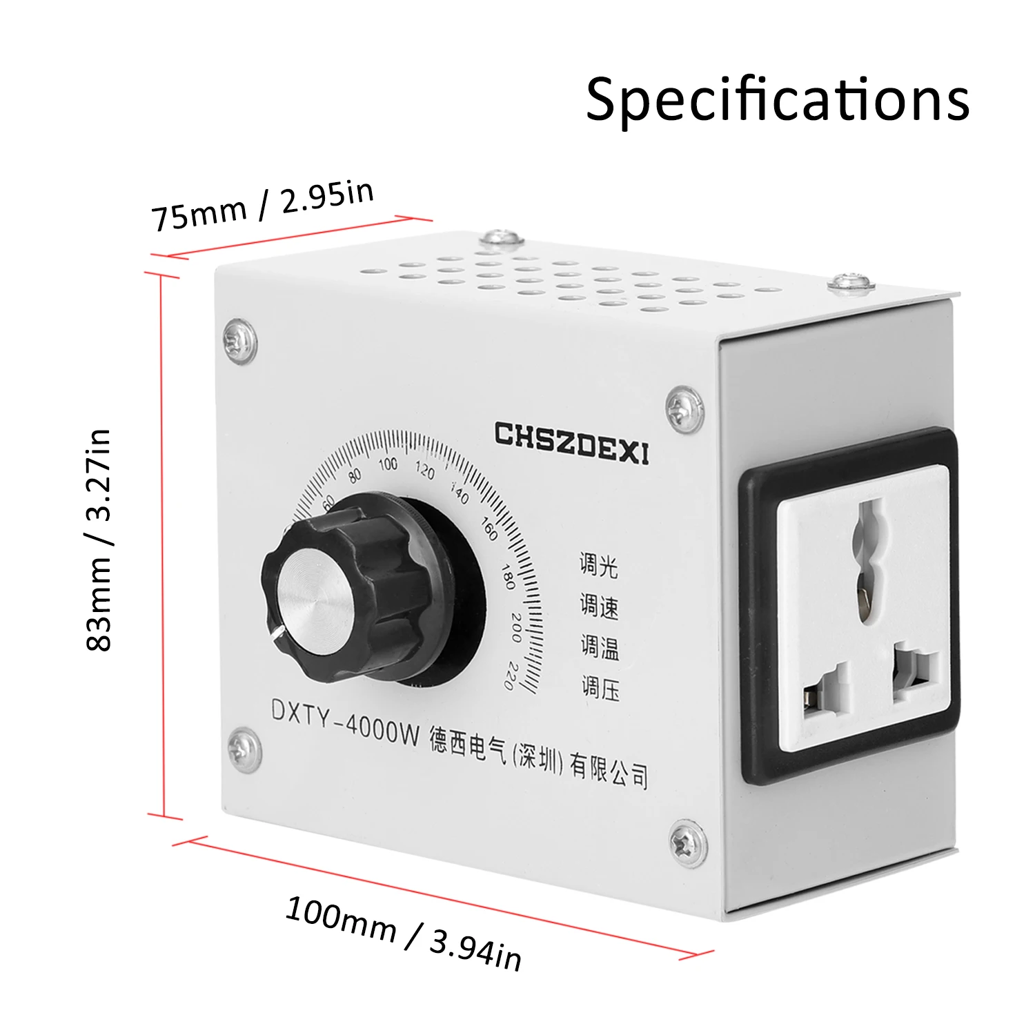 4000W Voltage Regulator Compact Variable Voltage Regulator Portable Speed Temperature Light Voltage Adjuatable Dimmer