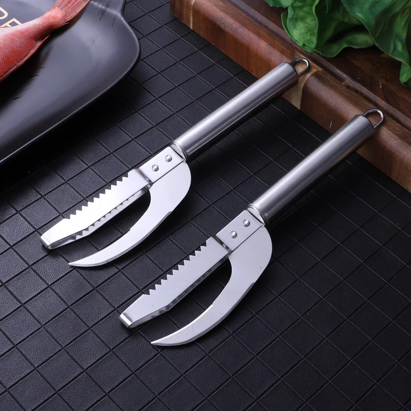 Holaroom Multifunction Fish Scale Scraper Durable Fish Peeler Planer Stainless Steel Seafood Descaler Peeling Knife Kitchen Tool