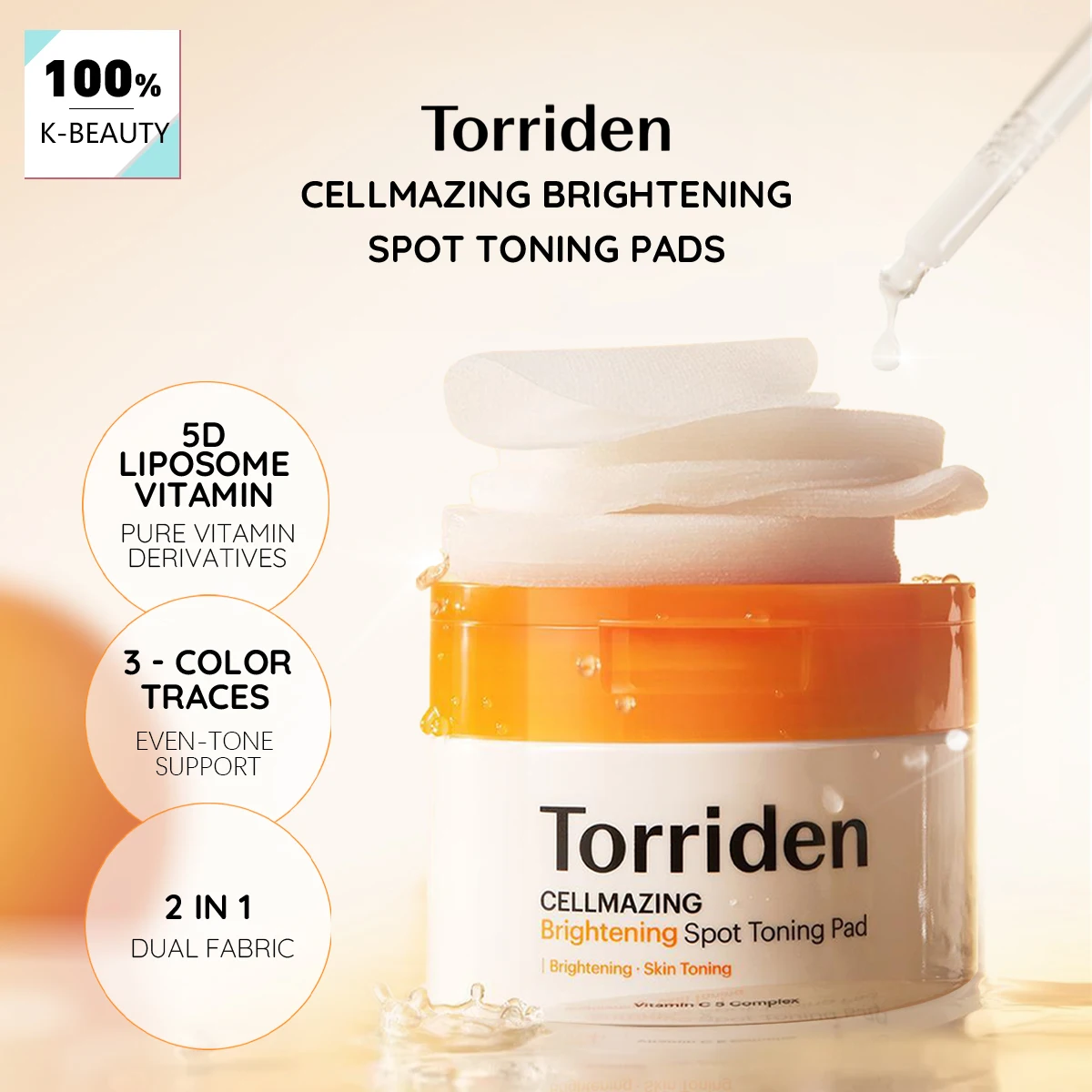

Тонизирующие пэды Torriden Cellmazing Brightening Spot (70 шт.), выравнивают тон кожи и заметно осветляют, K-Beauty, корейская косметика