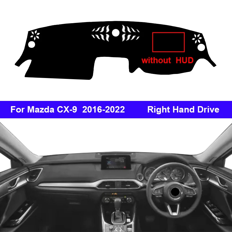 Car Inner Dashboard Cover For Mazda CX-9 CX9 2016 - 2022 Auto Dash Mat Carpet Cape Sun shade Dashmat Pad 2021 2020 2019 2018