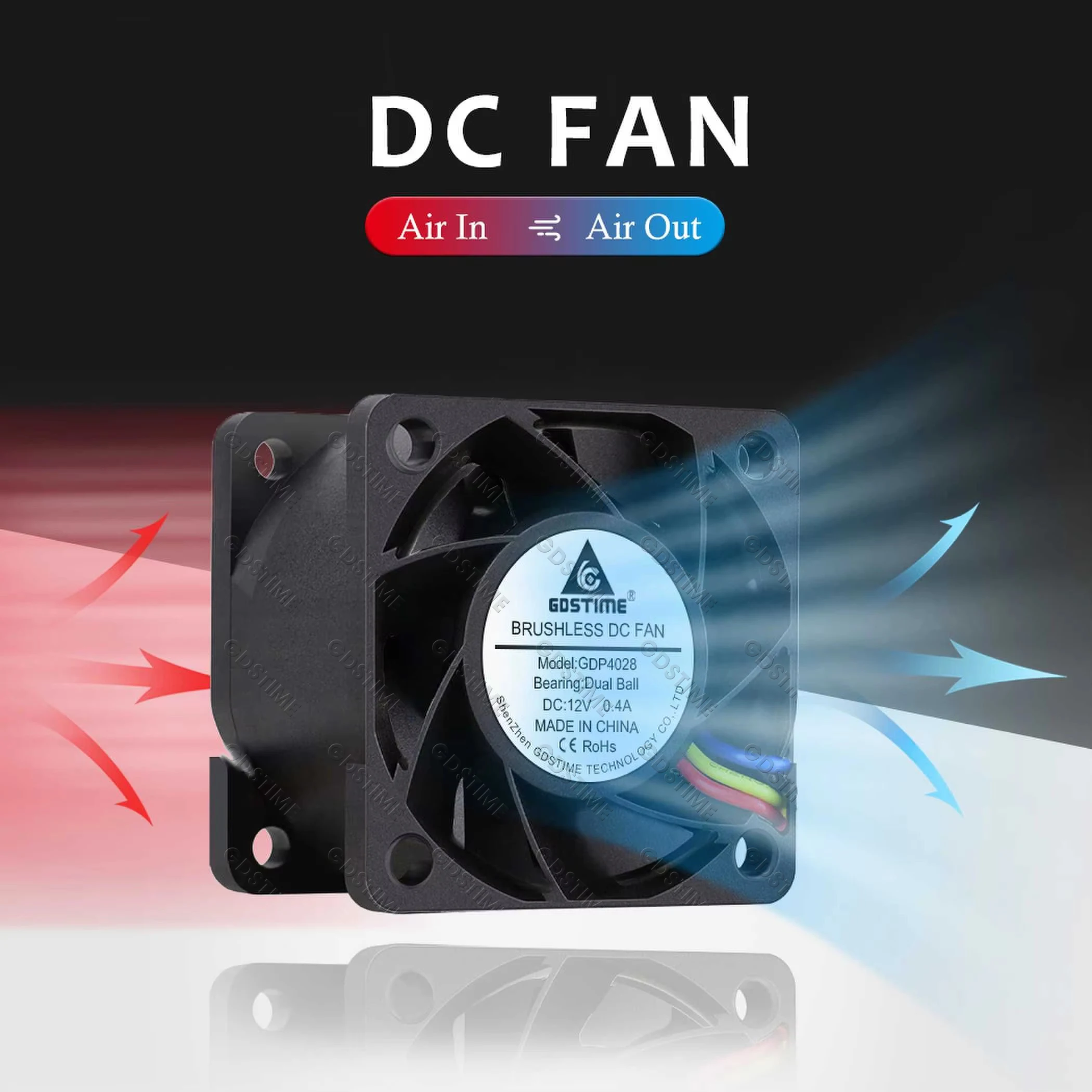 Gdstime 40*40*28mm 4028 40mm DC Fan 4pin Dual Ball Bearing  Mini Cooling Axial Fan Case Cooling Fan  High Rotational Speed Fan