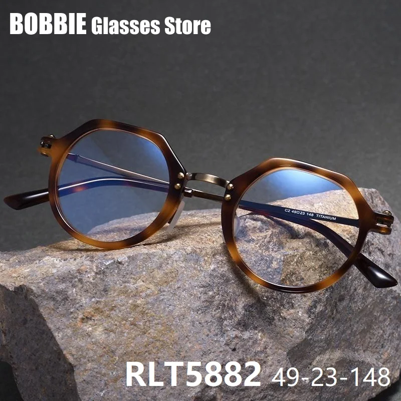 

Italian Style Titanium Acetate Decorative Glasses Frame Women Retro Polygon Eyeglasses Eyewear Fashion Japanese Handmade gafas