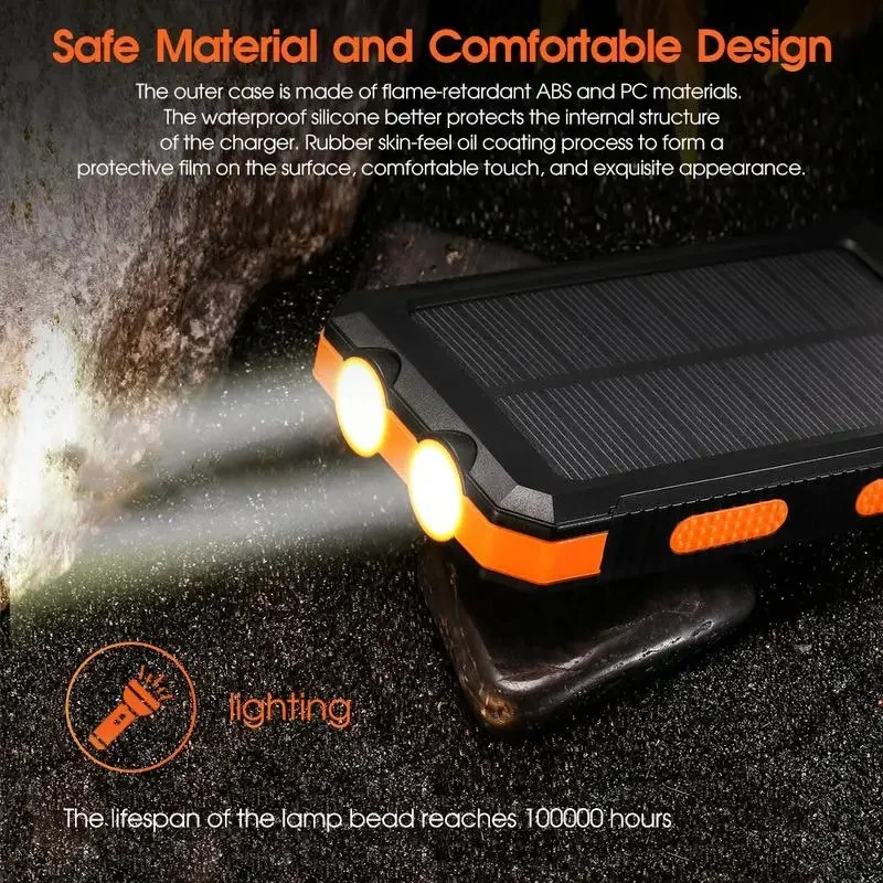 All-Weather 10000mAh Solar Charger | Fast Charge + Flashlight | USA Shipped Hiker’s Must-Have