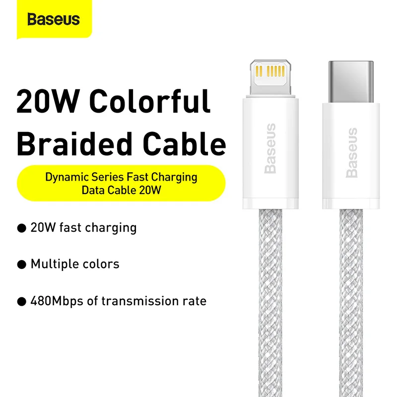 Cable Baseus USB C para IPhone 14, 13, 12, 11 pro Max Xs Plus, Cable de carga rápida de 20W, Cable de fecha tipo C para ipad Macbook