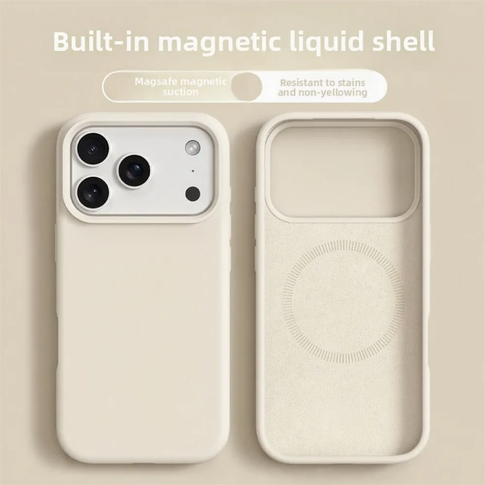 Original Magnetic Phone Case For IPhone 17 16 Pro Max Liquid Silicone Cases For IPhone17 16 Pro Max 17Pro Air Soft Bumper Cover_voghion.com