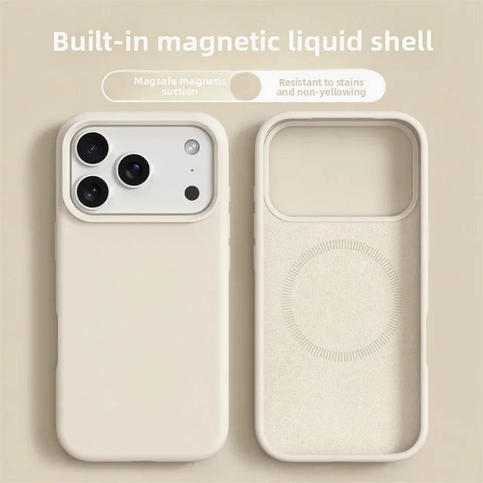 Funda magnética original de silicona líquida para iPhone 17 16 Pro Max y 17 Pro Air con borde suave 5