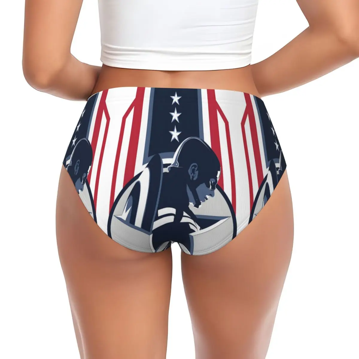 Personalizzato Capitan America Cartoon Moives Slip Intimo Donna Mutandine con scudo elasticizzato traspirante