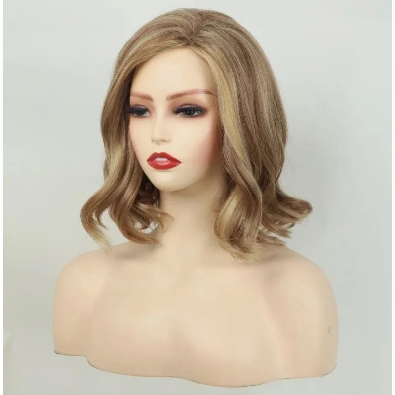 Women Dark Golden Curly Wig Long Ladie Party Hair Full Wigs