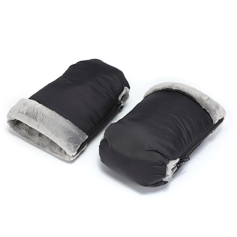 Q1FE Baby Stroller Hand Muff Universal Warm Warm Stroller Gloves with Fleece Lining Szipper Gloves Excedicorys