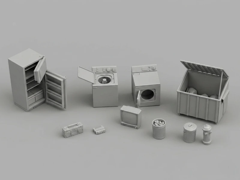 

1/35 Scale Diecast Resin Model Kit Scene Model Modern Home Goods Needs Self-assembly and Coloring