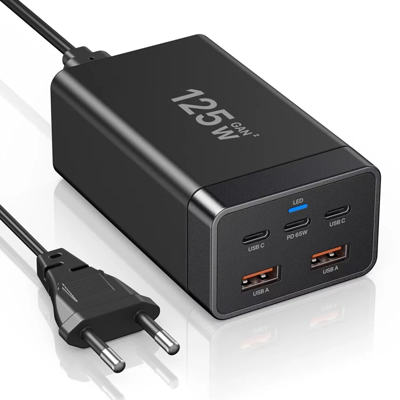 

A73T 125W Gan Charger Desktop Fast Charger 5-In-1 PD65W Charger For Iphone15 14 13 Pro Max Xiaomi Samsung