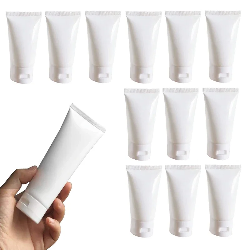 

30PCS White Plastic Refill Cosmetic Soft Tubes Leakproof Makeup Travel Packing Vials Bottles Lotion Sample Storage Containers