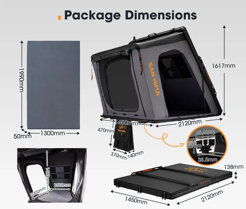 Tenda Atap Mobil SAN HIMA Ringan Tahan Air Berbahan Aluminium Hardshell Off-Road RTT Untuk 4x4 4WD Petualangan Berkemah